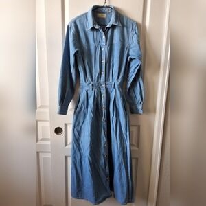 L.L. Bean 8 Denim Vintage Midi Dress Heritage Western Preppy Homemaker‎ 90s Y2K